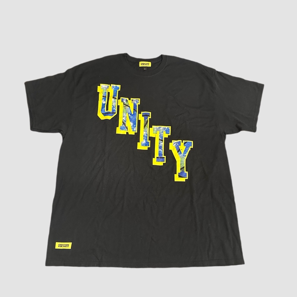 NEW‎ Chinatown Market Crew Neck Short Sleeve Black Graphic Unity T-Shirt